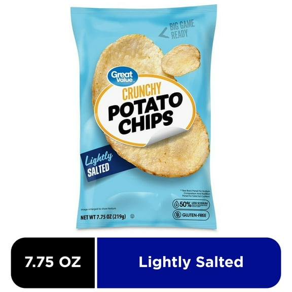 Great Value Lightly Salted Original Potato Chips, 7.75 oz