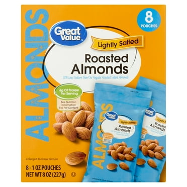 Great Value Lightly Salted Roasted Almonds, 1 oz, 8 Count
