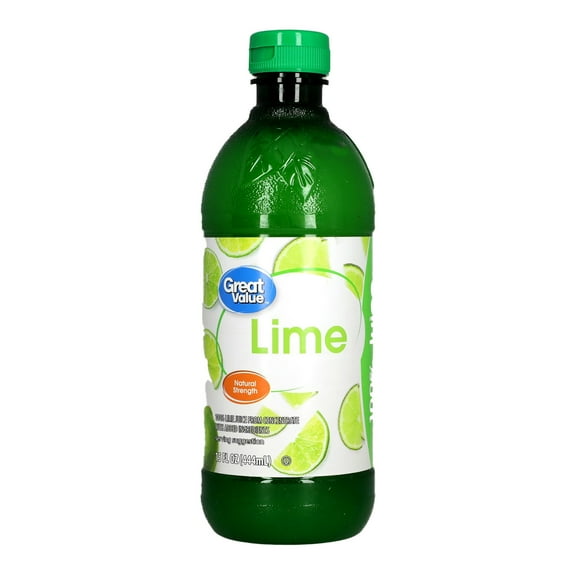 Great Value Lime 100% Juice, 15 fl oz (Shelf Stable)
