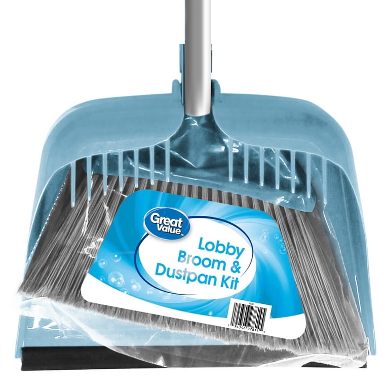 Great Value Lobby Broom and Dustpan Set, Blue, 2.75 x 11.81 x 41