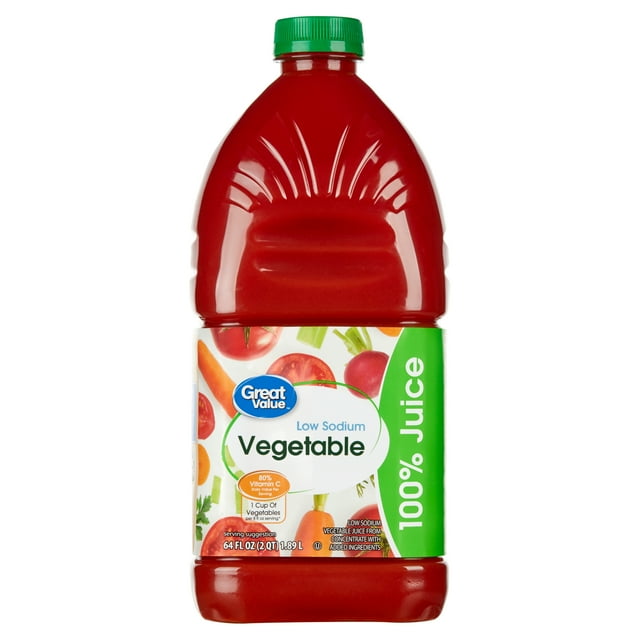 Great Value Low Sodium Vegetable 100 Juice, 64 fl oz