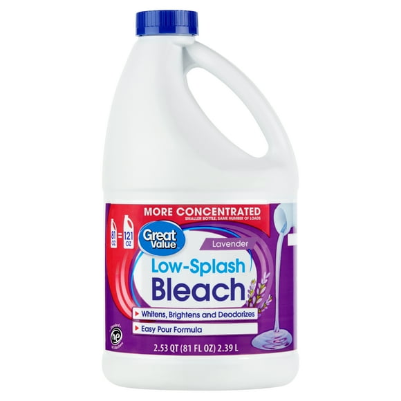 Great Value Low-Splash Bleach, Lavender, 81 fl oz