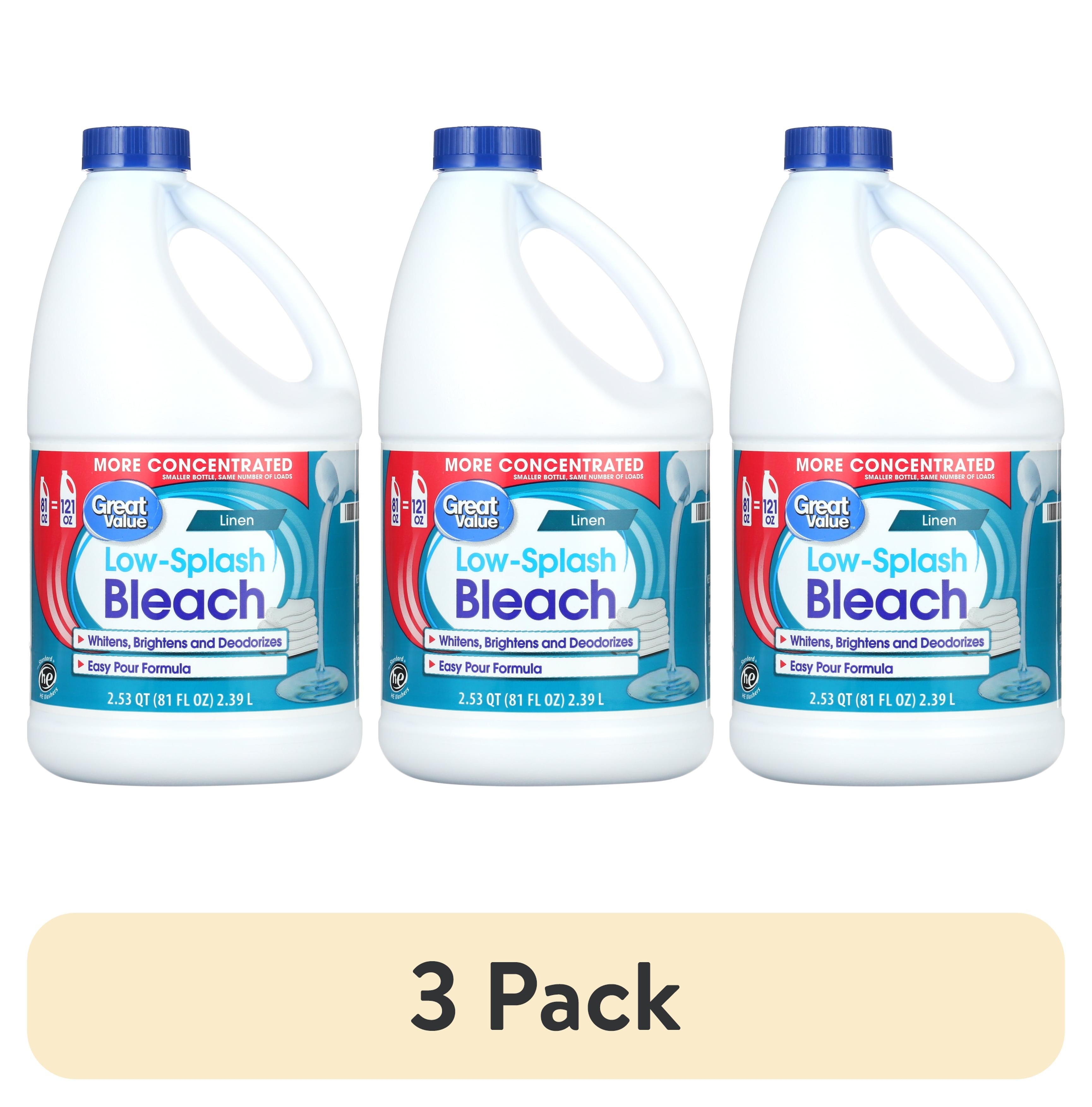 (3 pack) Great Value LowSplash Bleach, Linen, 81 fl oz