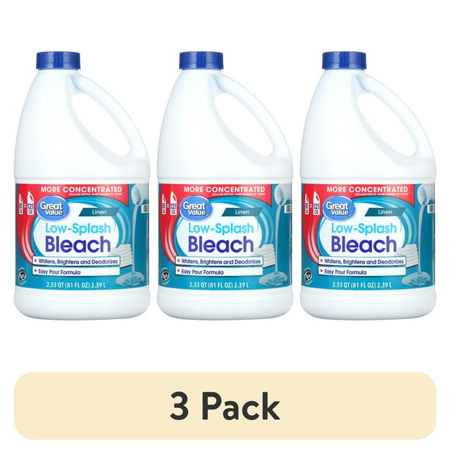 (3 pack) Great Value LowSplash Bleach, Linen, 81 fl oz