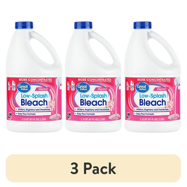(3 pack) Great Value LowSplash Bleach, Meadow Scent, 81 fl oz