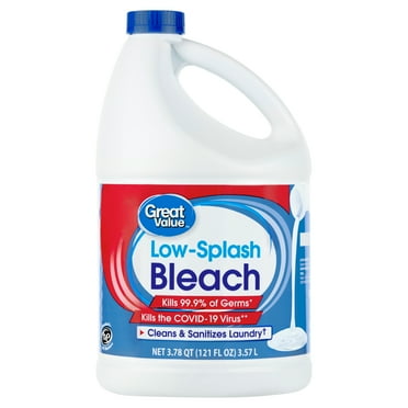 Great Value Low Splash Bleach Regular, 121 oz
