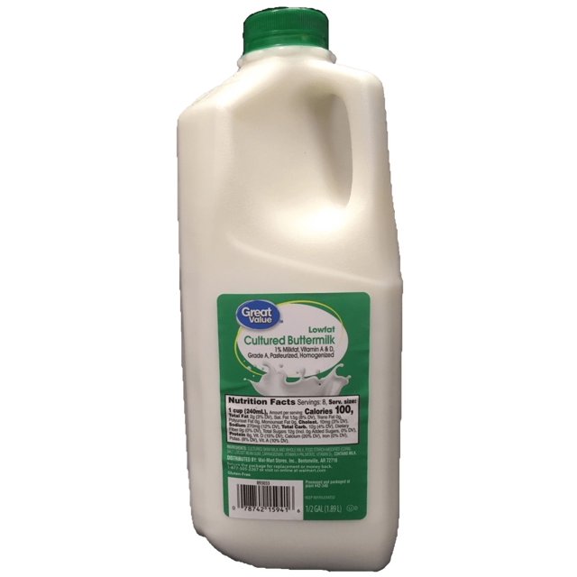 Great Value Lowfat Cultured 1 Buttermilk, Half Gallon
