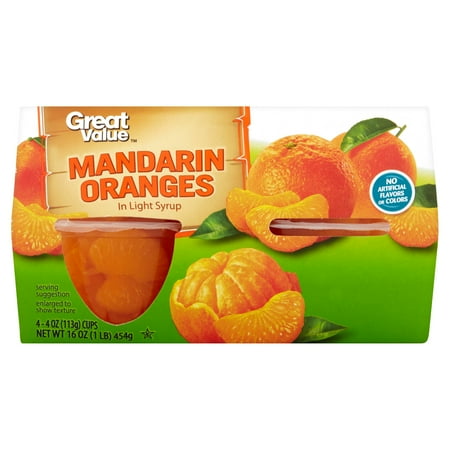 Great Value Mandarin Oranges, 4 oz, 4 Count