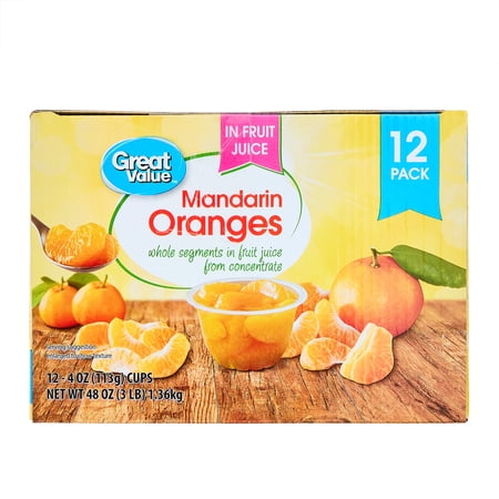 Great Value Mandarin Oranges, 4 oz, 12 Count