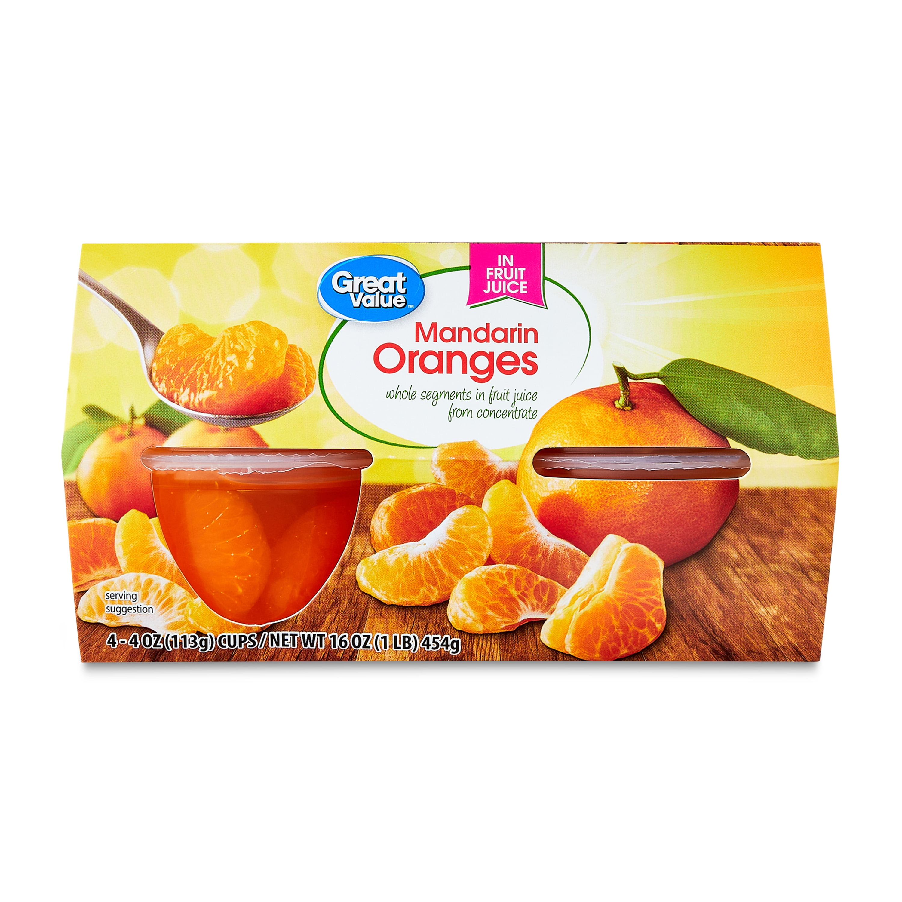Great Value Mandarin Oranges in Juice, 4 oz, 4 Count