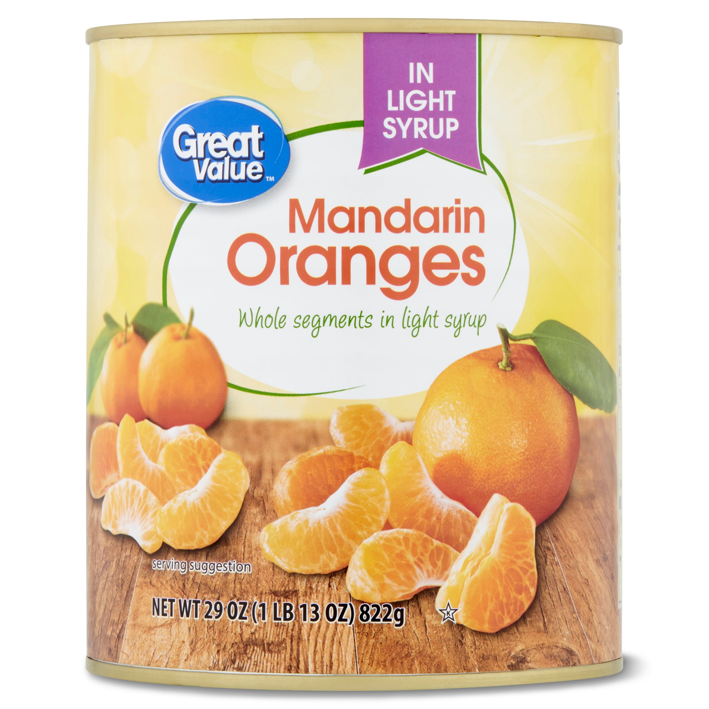 (4 pack) Great Value Mandarin Oranges in Light Syrup, 29 oz