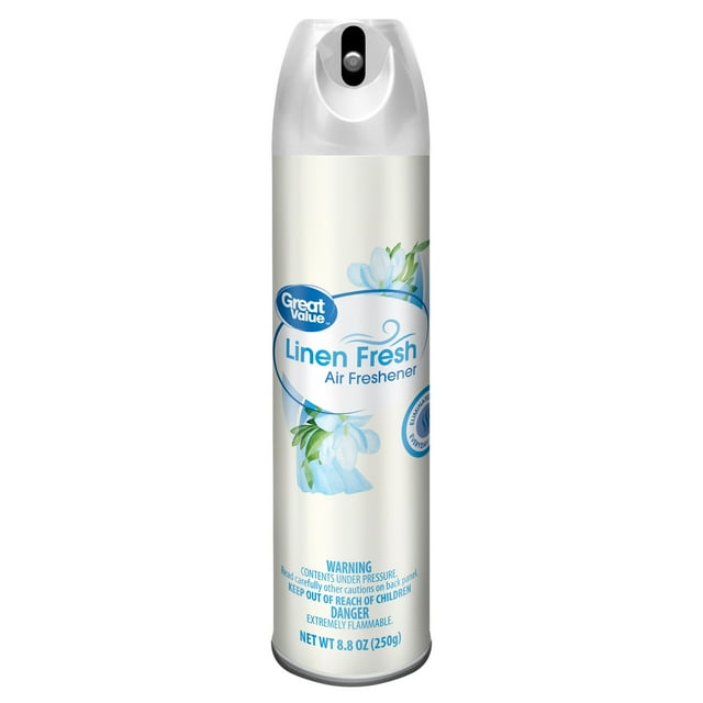 Great Value Manual Aerosol Odor Eliminator Air Freshener, Linen Fresh