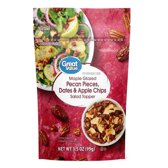 Great Value Maple Glazed Pecan Pieces, Dates & Apple Chips Salad Topper, 3.5 oz