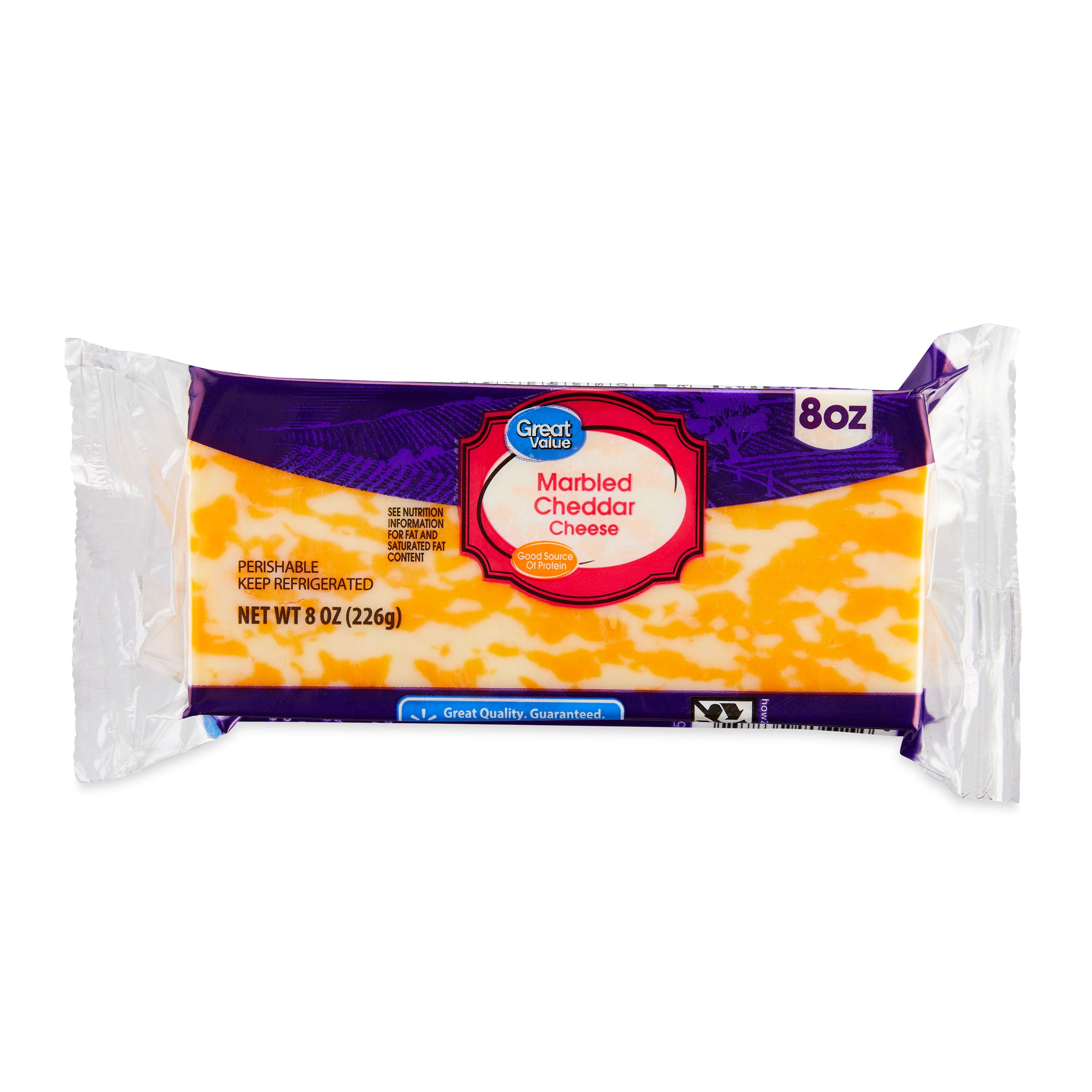 Great Value Marbled Cheddar Cheese, 8 oz Block