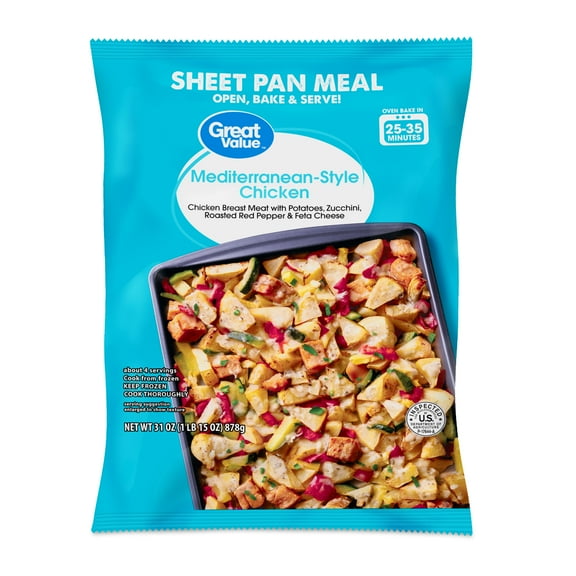 Great Value Mediterranean-Style Chicken Sheet Pan Meal, 31 oz (Frozen)