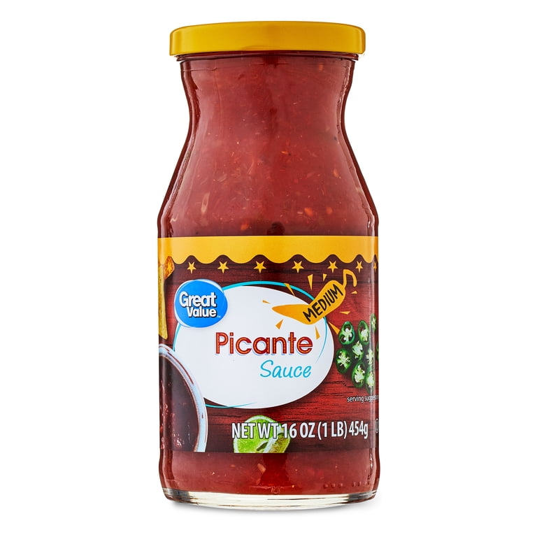 Great Value Medium Picante Salsa 16 oz, Flavorful Tomato, Garlic