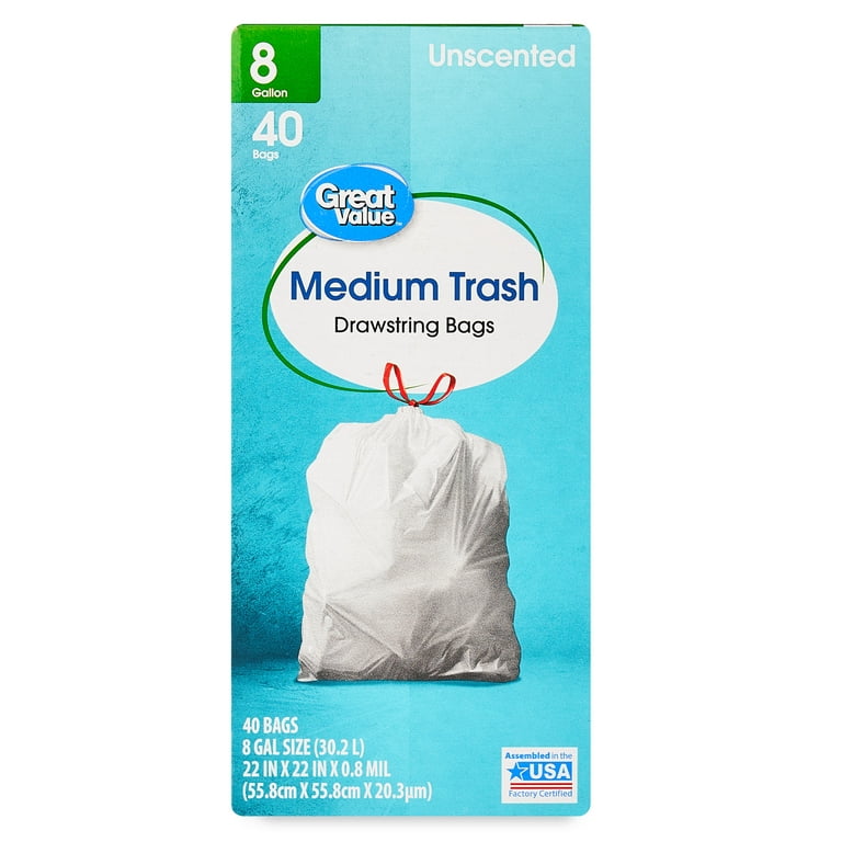 Trash Bag 8 Gallon Medium Drawstring Garbage Bags for 8 Gallon  Trash Cans, Kitchen Bedroom Bathroom Living room Office Restaurant  Thickened Stretchy (60 Count) : Health & Household