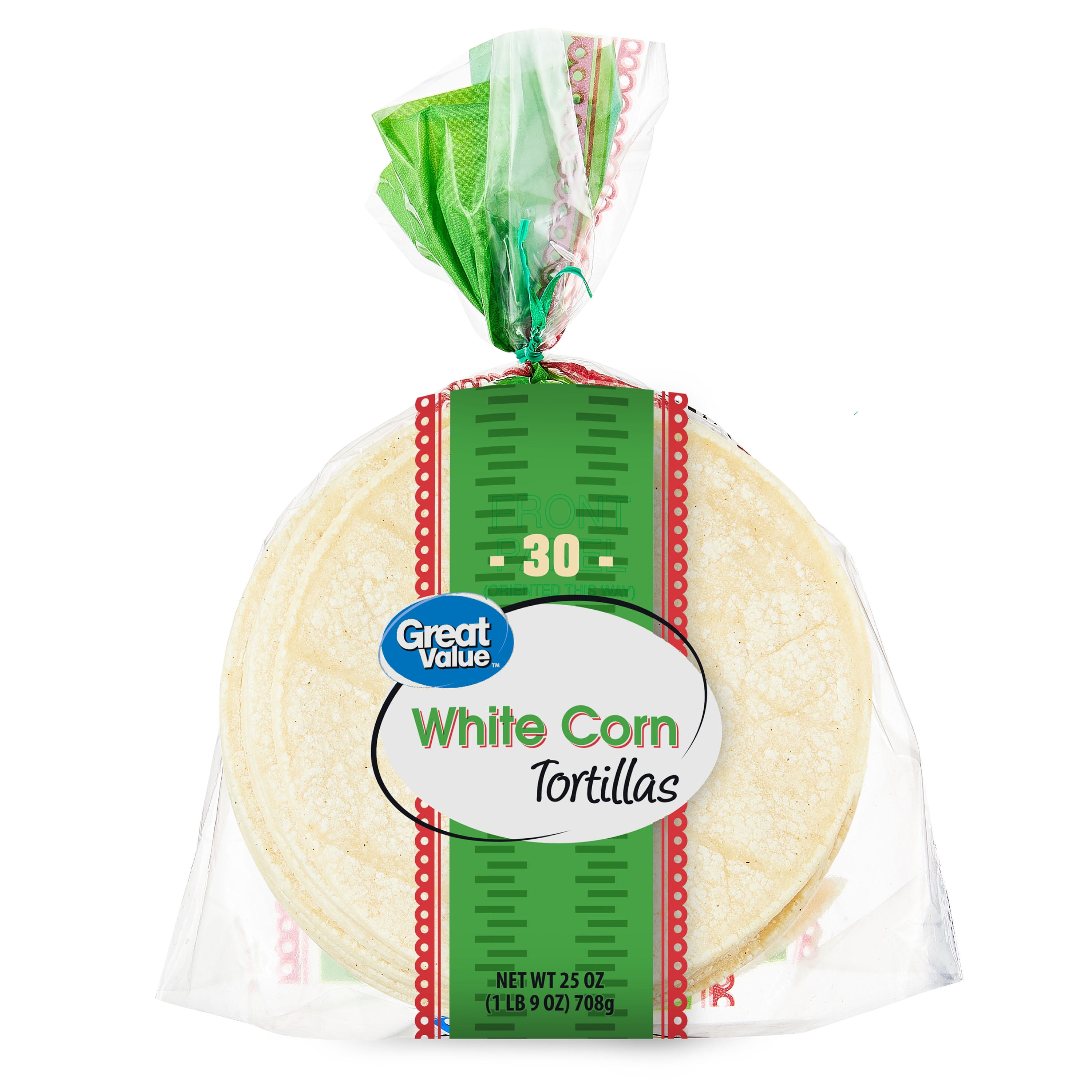 Great Value Medium White Corn Tortillas, 30 Count