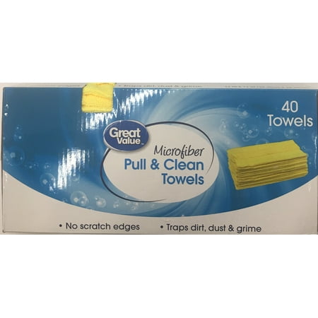 Great Value Microfiber Pull & Clean Towels, Yellow, 40 Count