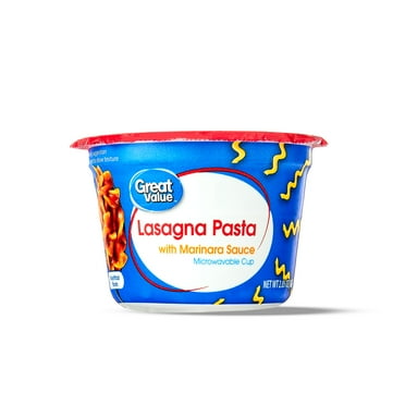 Great Value Microwavable Lasagna Pasta with Marinara Sauce, 2.05 oz Cup (Shelf Stable)