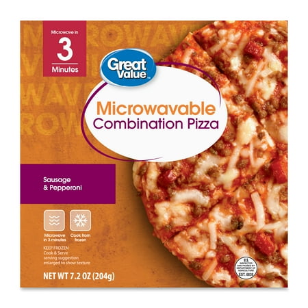 Great Value Microwavable Sausage & Pepperoni Combination Pizza, 7.2 oz (Frozen)