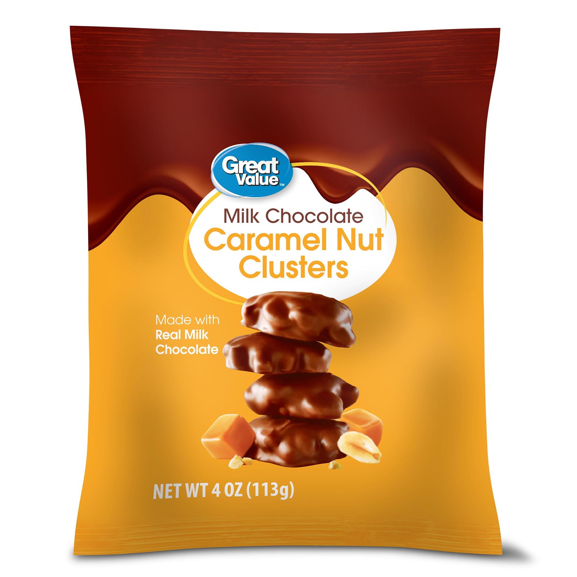 Great Value Milk Chocolate Caramel Nut Clusters, 4 oz