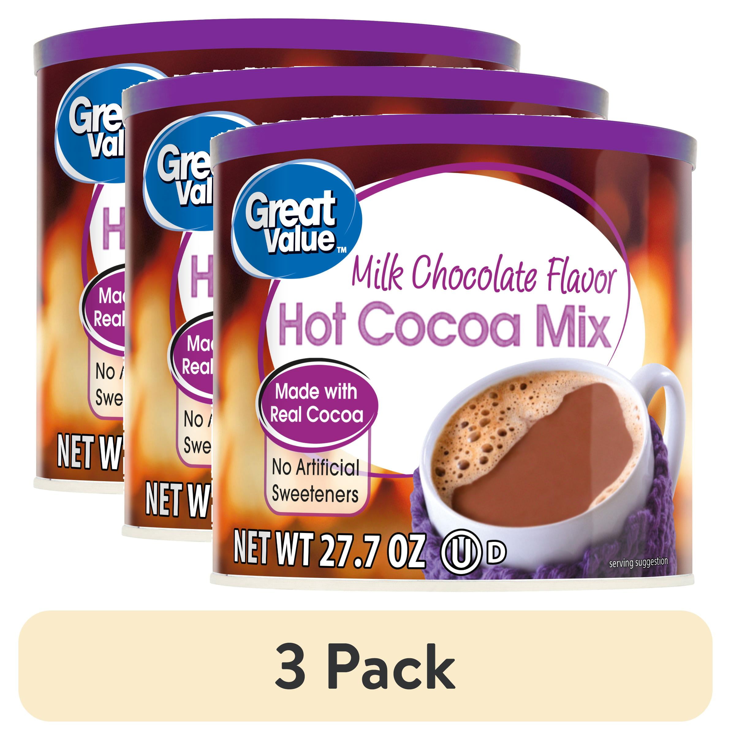 (3 pack) Great Value Milk Chocolate Hot Cocoa Drink Mix, 27 oz Canister