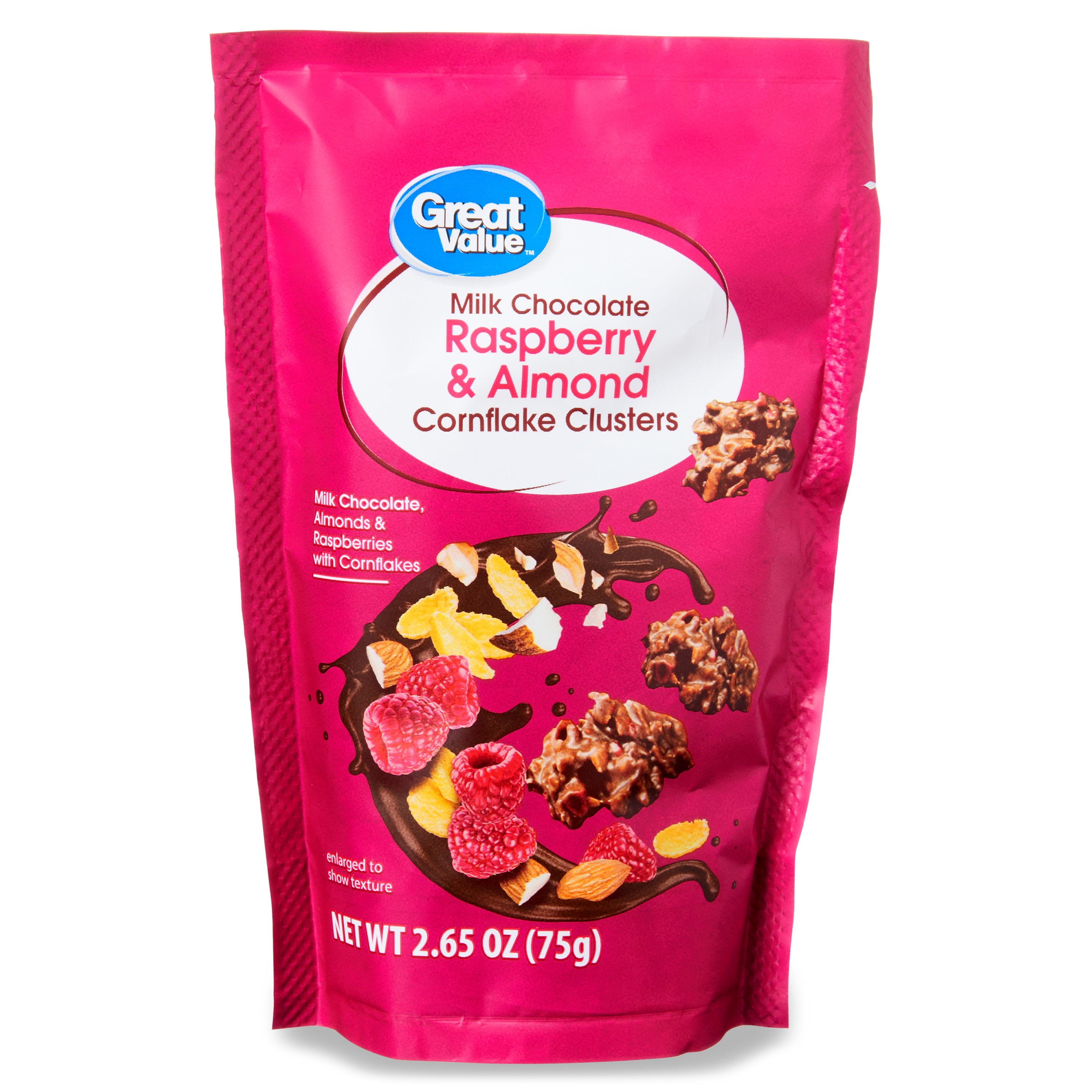 Great Value Milk Chocolate Raspberry & Almond Cornflake Clusters, 2.65 oz