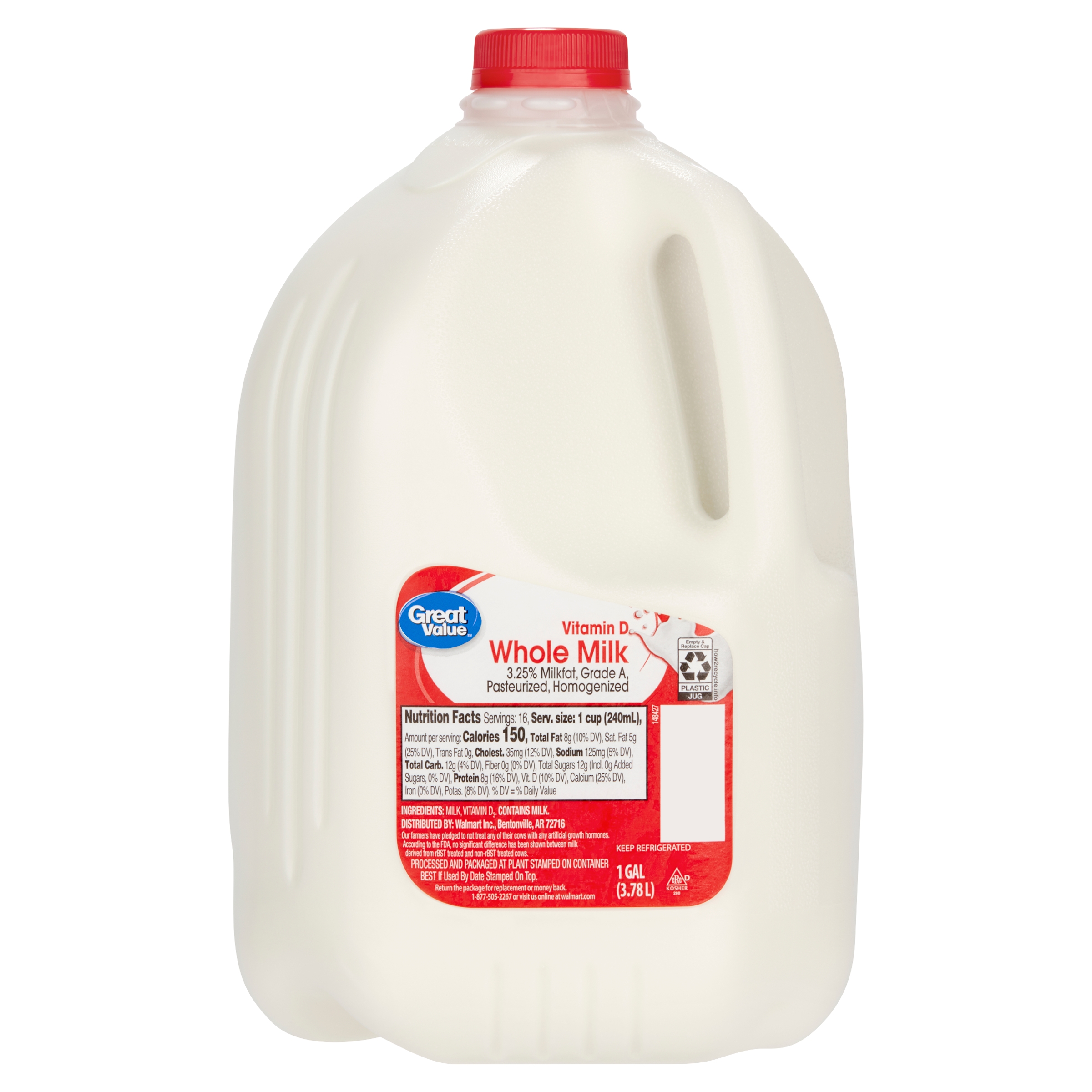 Great Value Milk Whole Vitamin D Gallon Plastic Jug - image 1 of 7
