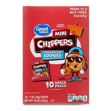Great Value Mini Chipper Cookies, 1 oz, 10 Snack Packs