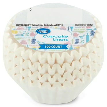 Great Value Mini Cupcake Liners, White, 100 Count