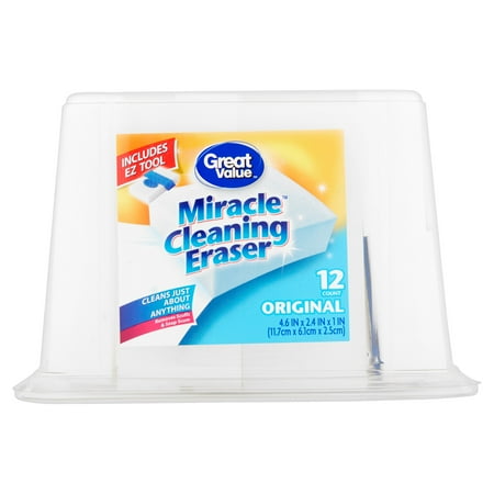 Great Value Miracle Cleaning Erasers with EZ Tool, 12 Count