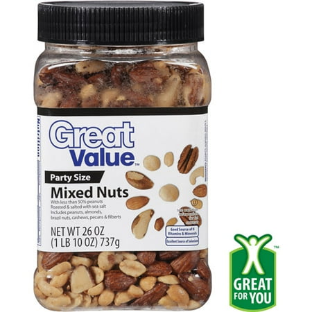 Great Value Mixed Nuts Party Size, 26 oz