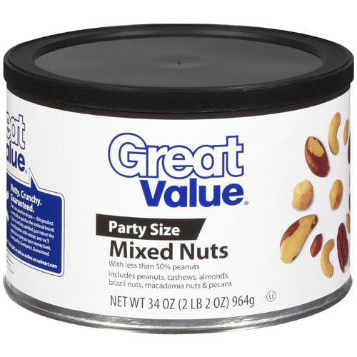 Great Value Mixed Nuts Party Size, 34 Oz.