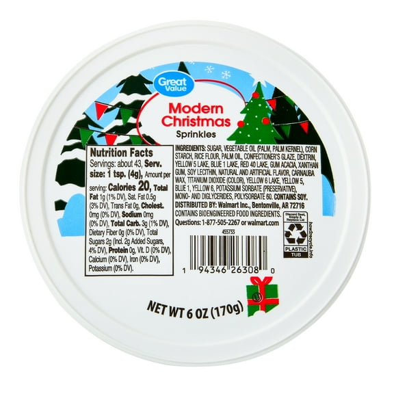 Great Value Modern Christmas Sprinkles, Multicolor, 6 oz