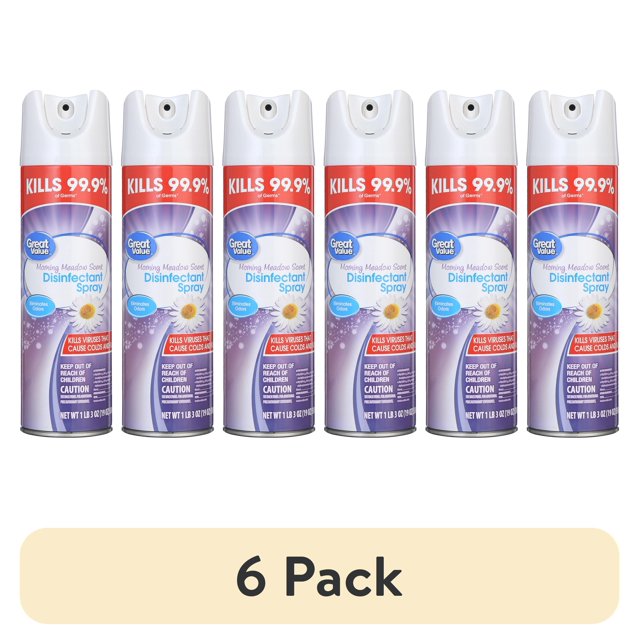(6 pack) Great Value Disinfectant Spray, Morning Meadow Scent, 19 fl oz