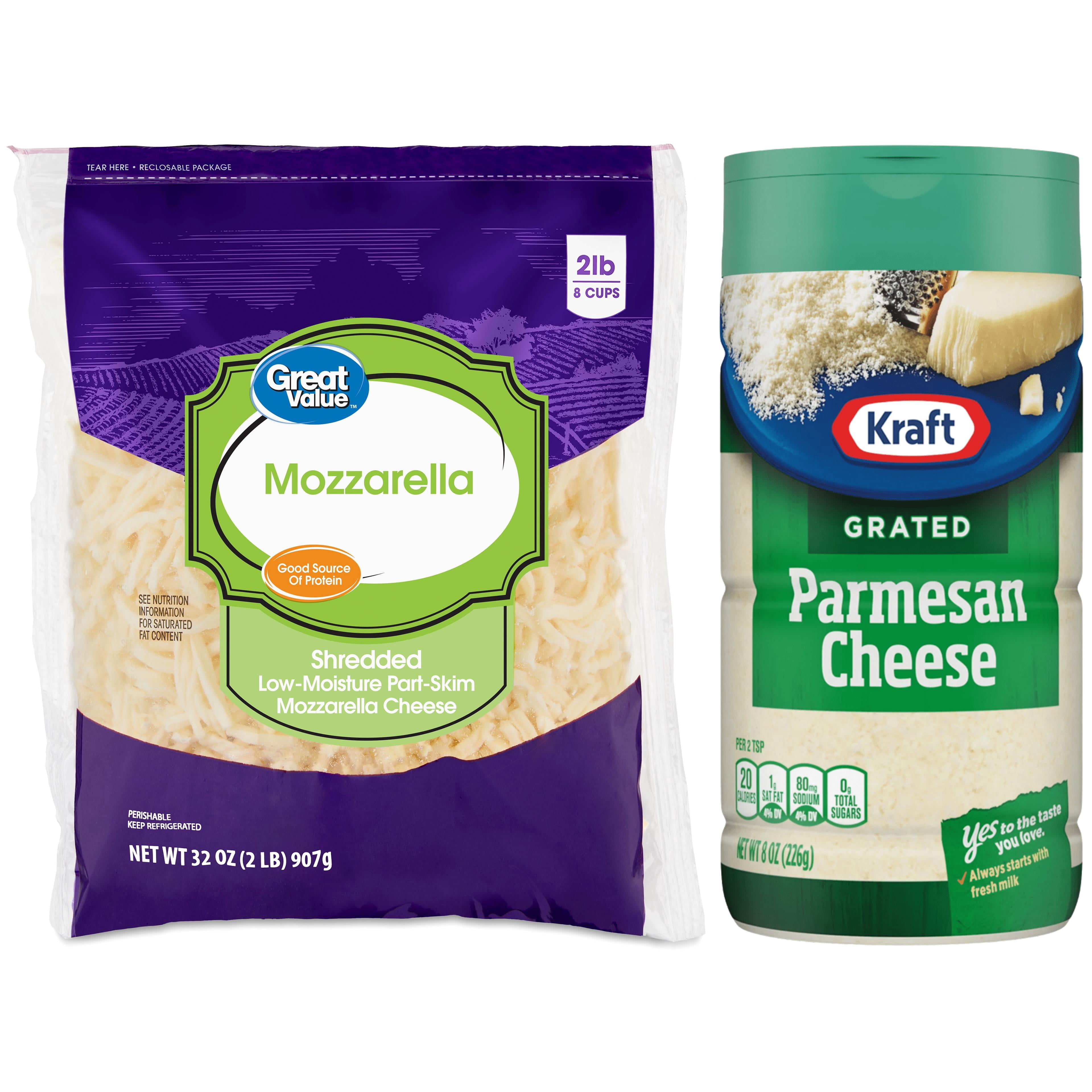 Great Value Mozzarella & Kraft Parmesan Cheese Meal Prep Bundle