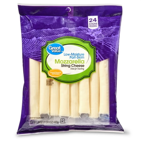 Great Value Mozzarella String Cheese, 24 oz Bag, 24 Count