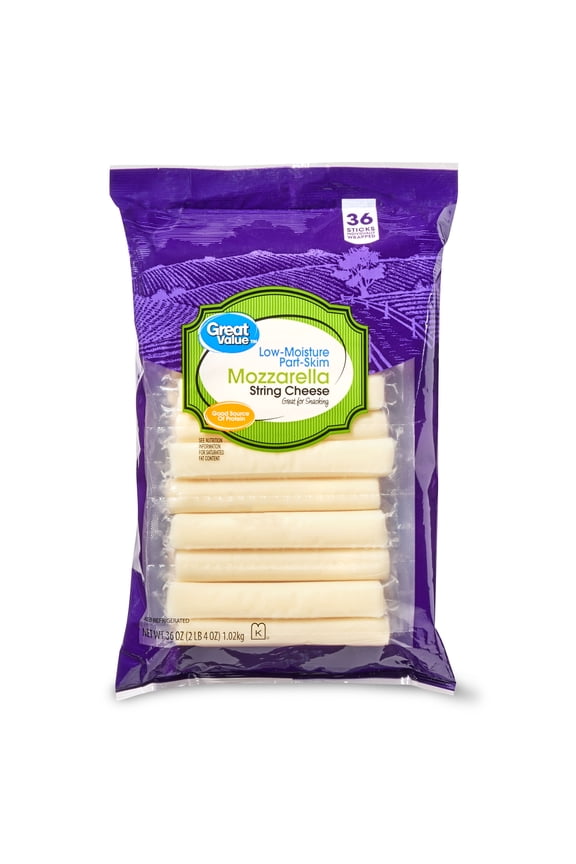 Mozzarella String Cheese, 36 oz Bag, 36 Count