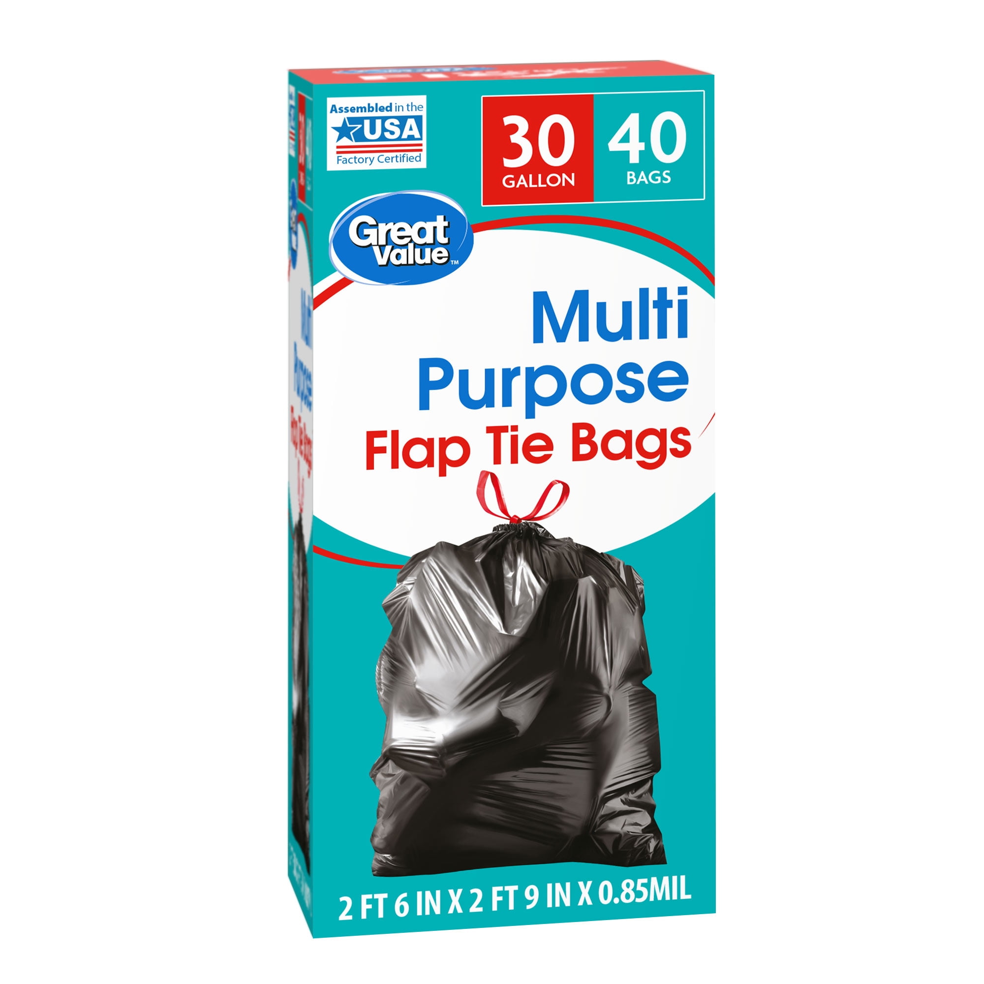 Essential Everyday Trash Bags, Large, Flap Top, 30 Gallon - 40 bags
