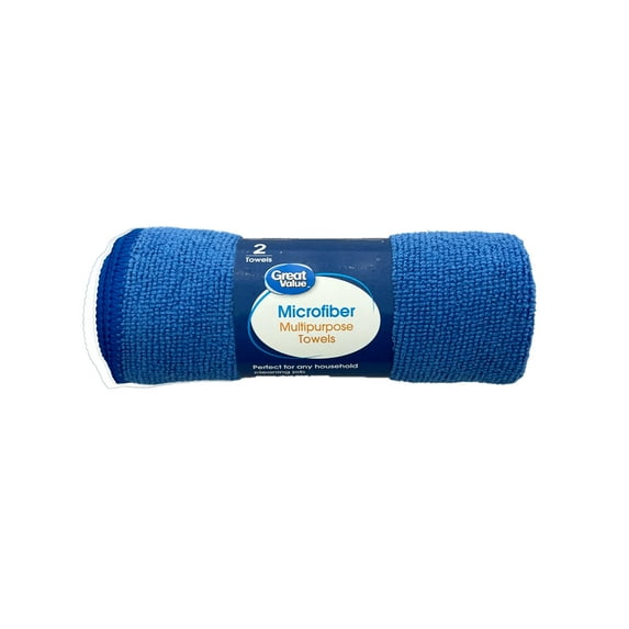 Great Value Multi-purpose Microfiber Cleaning Towels 12" x 15", Assorted Colors, 2 Count