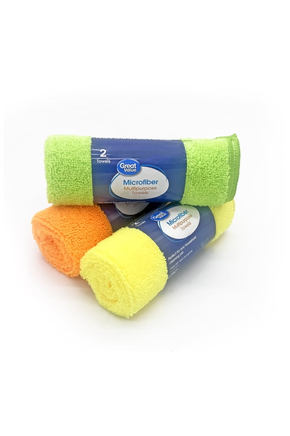 Multipurpose Microfiber Household Cleaning Cloth, Wipe, 2 Count, Multicolor