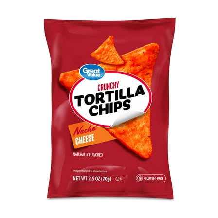 Great Value Nacho Cheese Tortilla Chips, 2.5 oz Bag