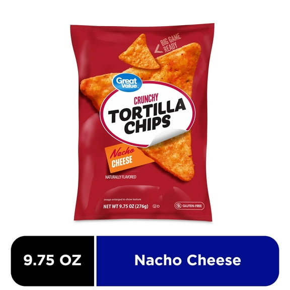 Great Value Nacho Cheese Tortilla Chips, 9.75 oz Bag