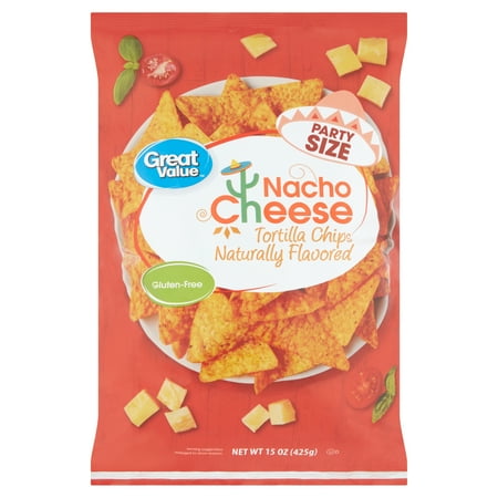 Great Value Nacho Cheese Tortilla Chips Party Size, 15 oz