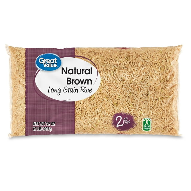 Great Value Natural Brown Long Grain Rice, 32 oz