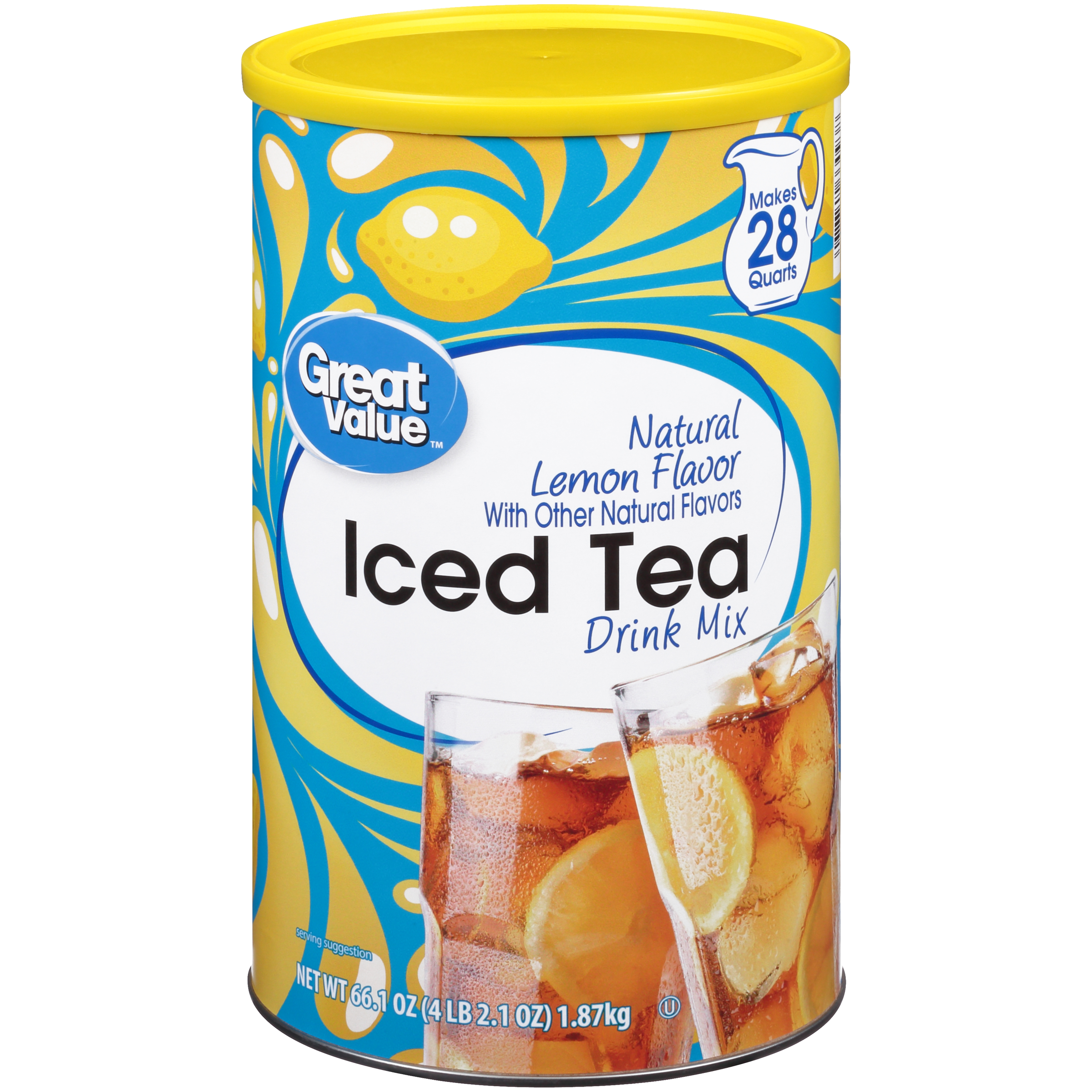 Great Value Natural Lemon Flavor Iced Tea Drink Mix, 66.1 oz - image 1 of 12