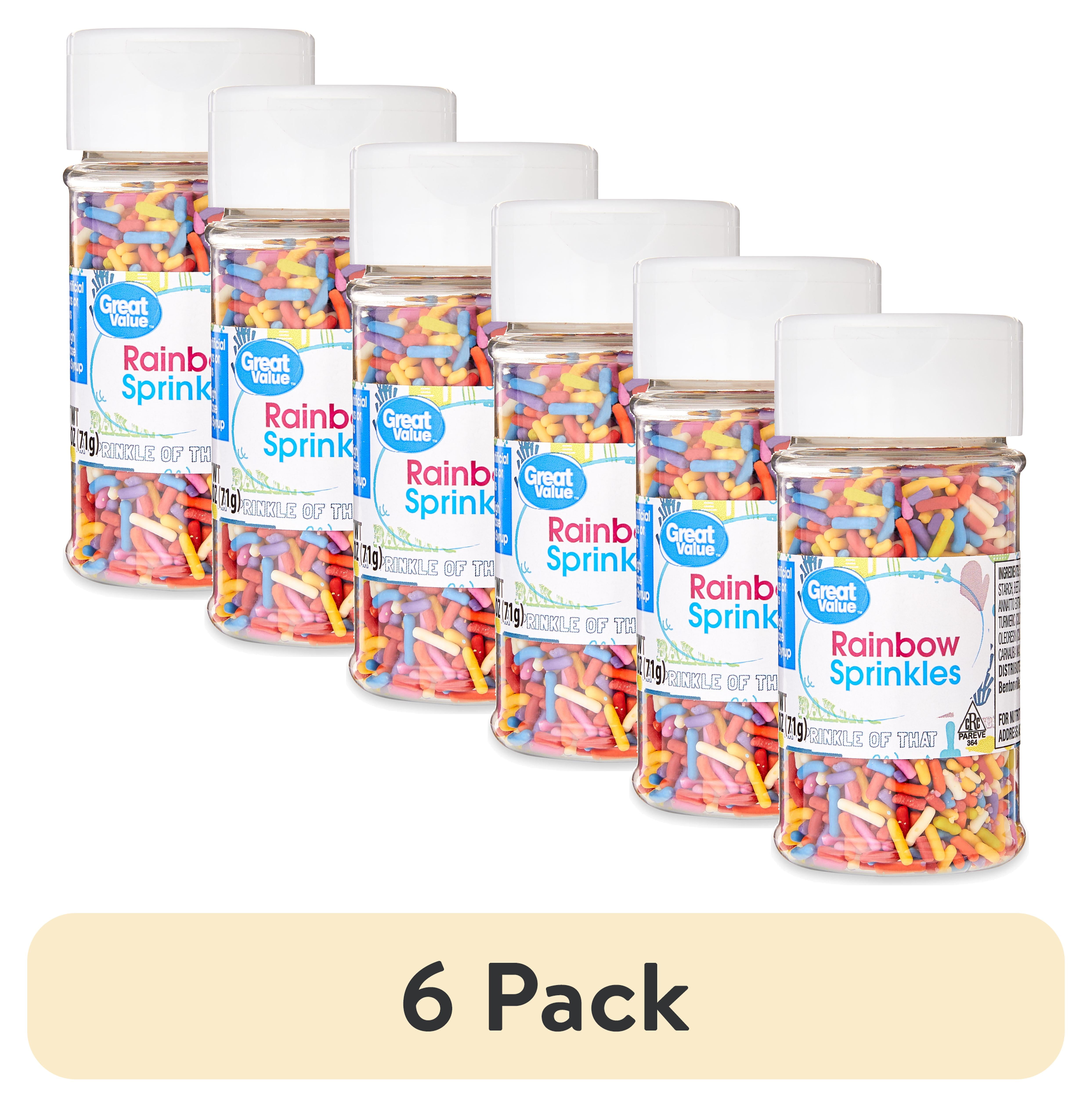 (6 pack) Great Value Natural Rainbow Sprinkles, 2.5 oz
