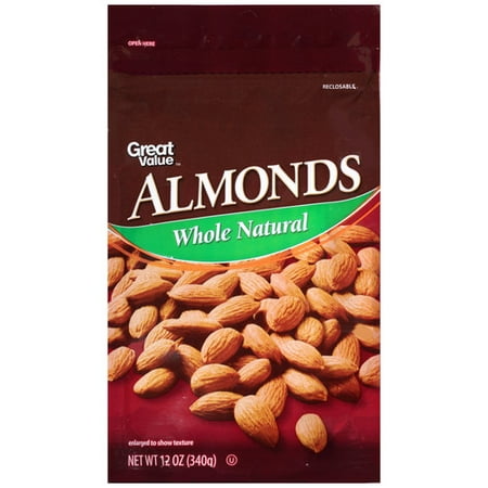 Great Value Natural Whole Almonds, 12 Oz.