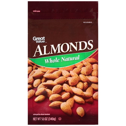 Great Value Natural Whole Almonds, 12 Oz.